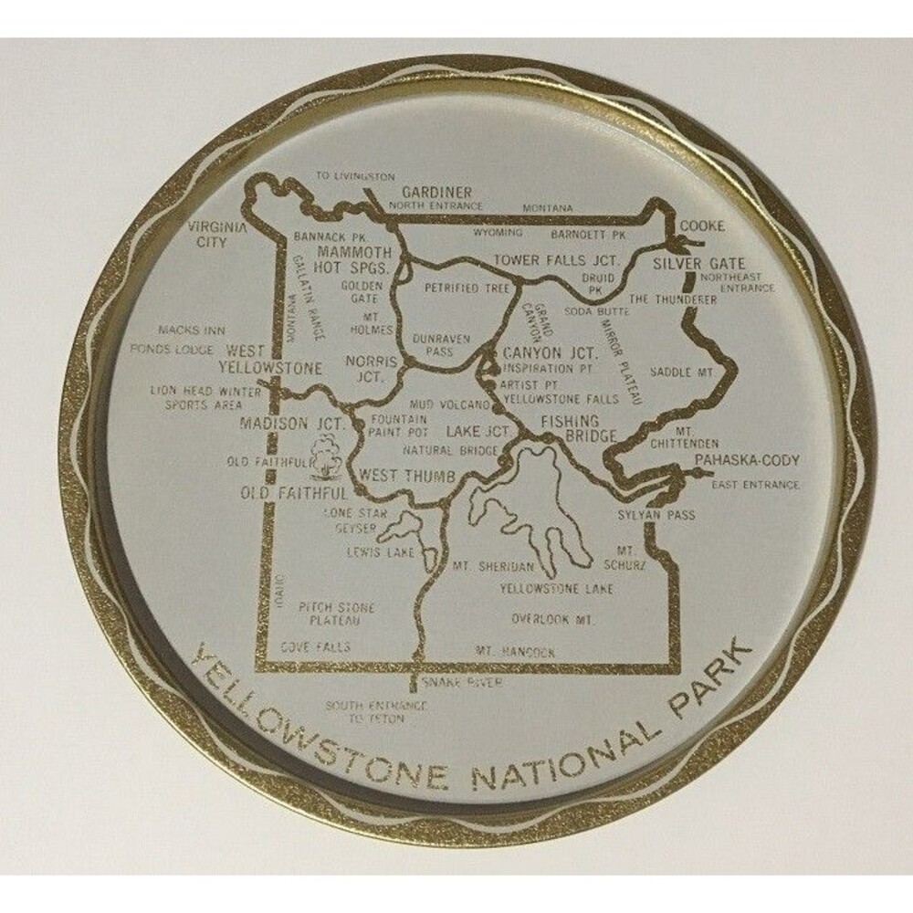 Yellowstone Map Collectible 11" Metal Tray  NEW old Stock, Great for Magnets!